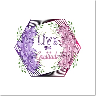 Floral Wreath - Live With Gratitude Posters and Art